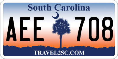 SC license plate AEE708