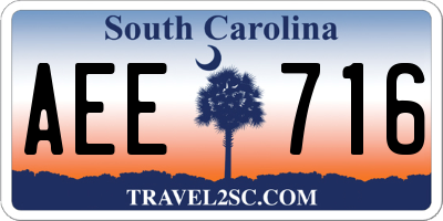 SC license plate AEE716