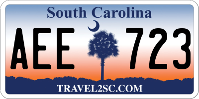 SC license plate AEE723