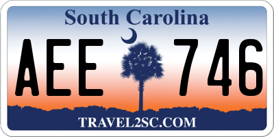SC license plate AEE746