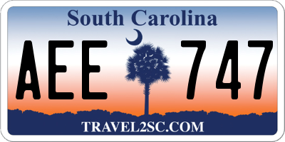 SC license plate AEE747