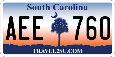 SC license plate AEE760