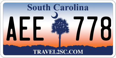 SC license plate AEE778