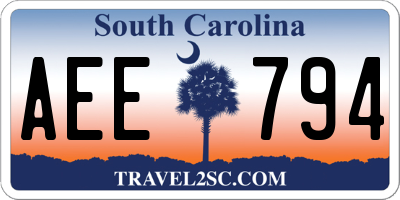 SC license plate AEE794