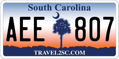 SC license plate AEE807