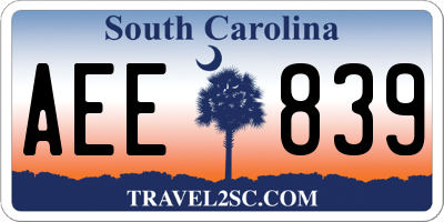 SC license plate AEE839