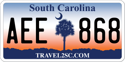 SC license plate AEE868