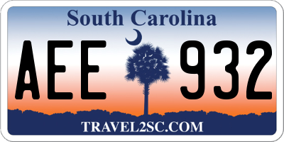 SC license plate AEE932