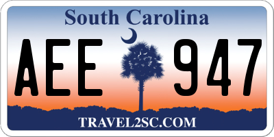 SC license plate AEE947