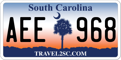 SC license plate AEE968