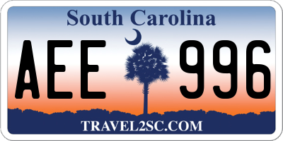 SC license plate AEE996