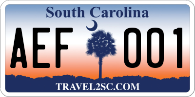 SC license plate AEF001