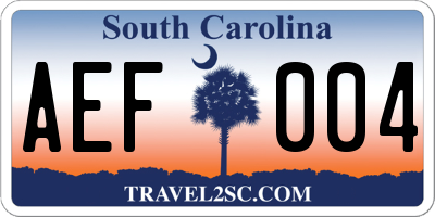 SC license plate AEF004