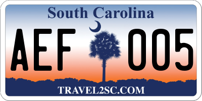 SC license plate AEF005