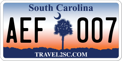 SC license plate AEF007