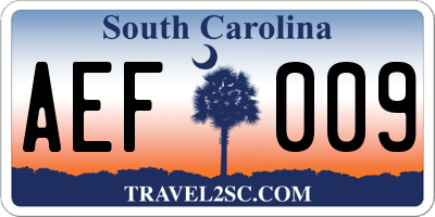 SC license plate AEF009
