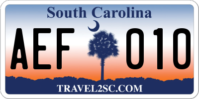 SC license plate AEF010