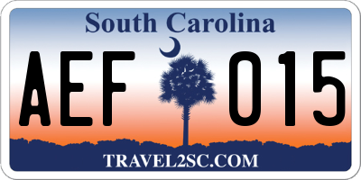 SC license plate AEF015