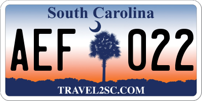 SC license plate AEF022