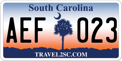 SC license plate AEF023