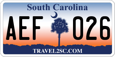 SC license plate AEF026