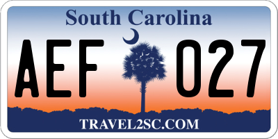 SC license plate AEF027