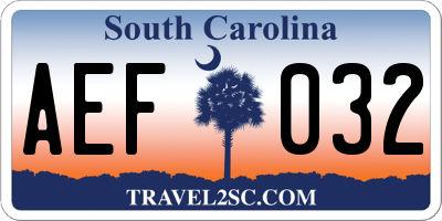 SC license plate AEF032