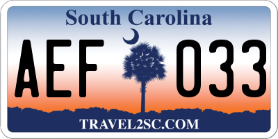SC license plate AEF033