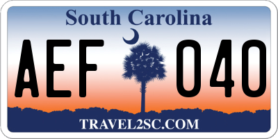 SC license plate AEF040