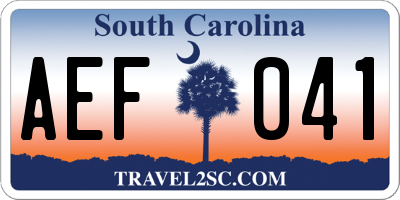 SC license plate AEF041