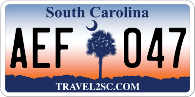 SC license plate AEF047