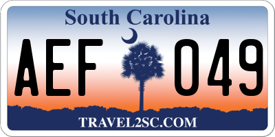 SC license plate AEF049