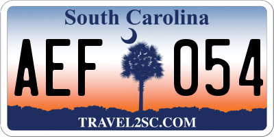 SC license plate AEF054