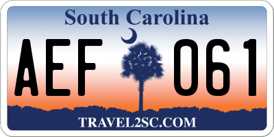 SC license plate AEF061