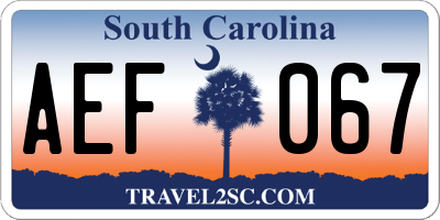 SC license plate AEF067