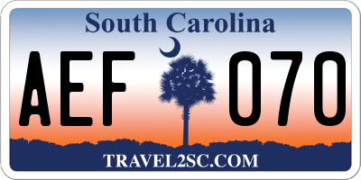 SC license plate AEF070