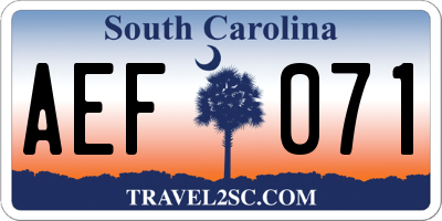 SC license plate AEF071