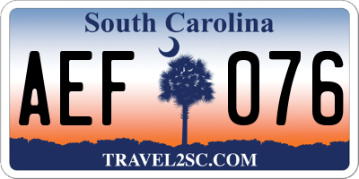 SC license plate AEF076