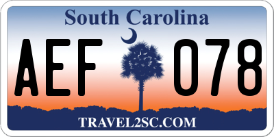SC license plate AEF078