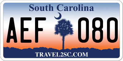 SC license plate AEF080