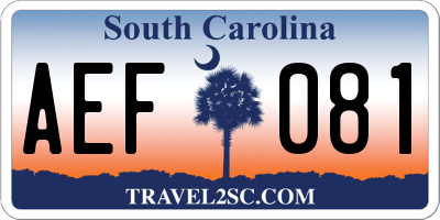 SC license plate AEF081