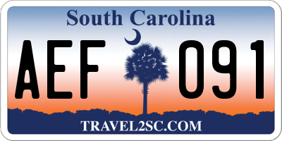 SC license plate AEF091