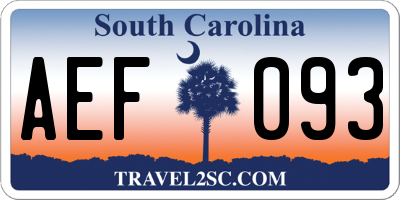 SC license plate AEF093