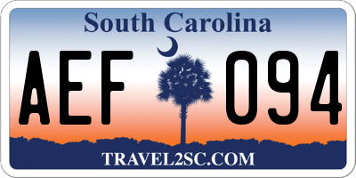 SC license plate AEF094
