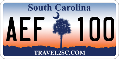 SC license plate AEF100
