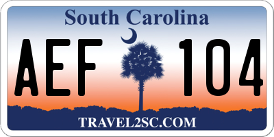 SC license plate AEF104