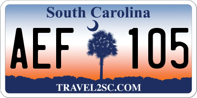 SC license plate AEF105