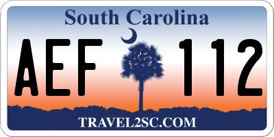 SC license plate AEF112