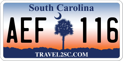 SC license plate AEF116