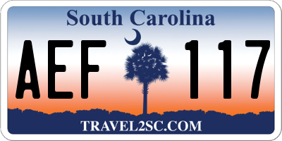 SC license plate AEF117
